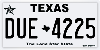 TX license plate DUE4225