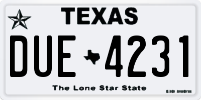 TX license plate DUE4231