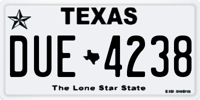 TX license plate DUE4238