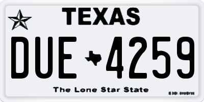 TX license plate DUE4259