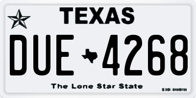 TX license plate DUE4268