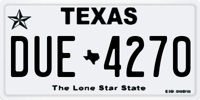 TX license plate DUE4270