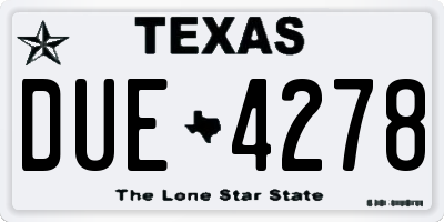 TX license plate DUE4278