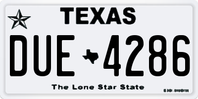 TX license plate DUE4286