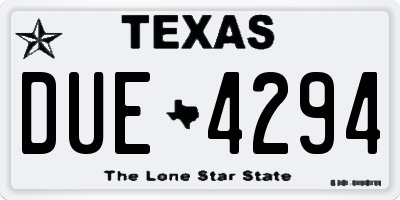 TX license plate DUE4294