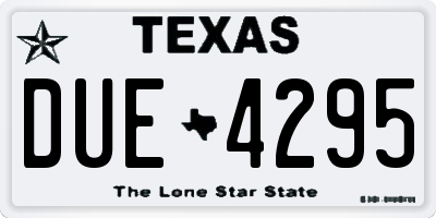 TX license plate DUE4295