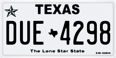 TX license plate DUE4298
