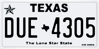 TX license plate DUE4305
