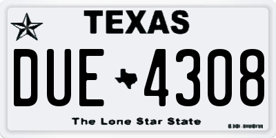 TX license plate DUE4308