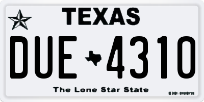 TX license plate DUE4310