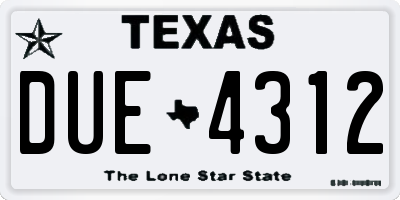 TX license plate DUE4312