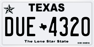 TX license plate DUE4320