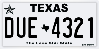 TX license plate DUE4321