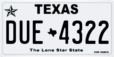 TX license plate DUE4322
