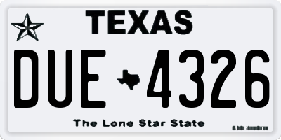 TX license plate DUE4326