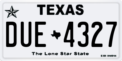 TX license plate DUE4327