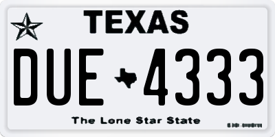 TX license plate DUE4333