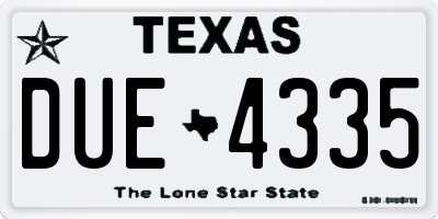 TX license plate DUE4335