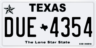 TX license plate DUE4354