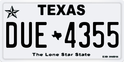 TX license plate DUE4355
