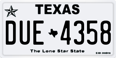 TX license plate DUE4358