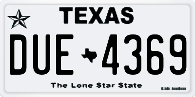 TX license plate DUE4369