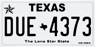 TX license plate DUE4373