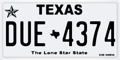 TX license plate DUE4374