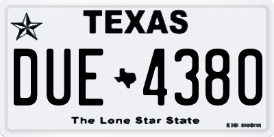 TX license plate DUE4380