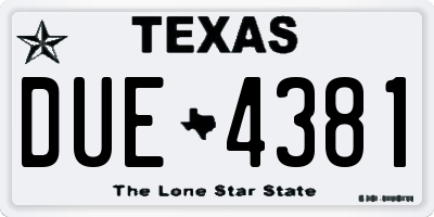 TX license plate DUE4381