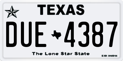 TX license plate DUE4387