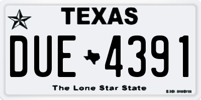 TX license plate DUE4391