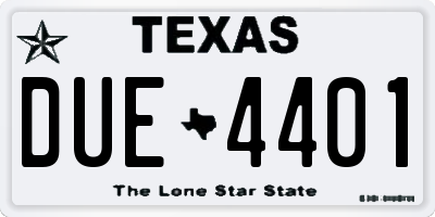 TX license plate DUE4401