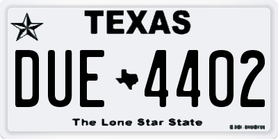TX license plate DUE4402