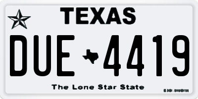 TX license plate DUE4419