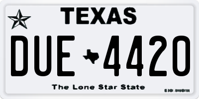 TX license plate DUE4420