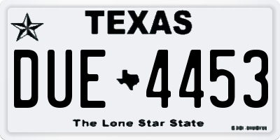 TX license plate DUE4453