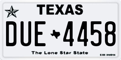 TX license plate DUE4458
