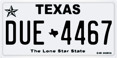 TX license plate DUE4467