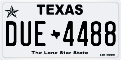 TX license plate DUE4488