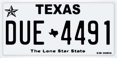 TX license plate DUE4491