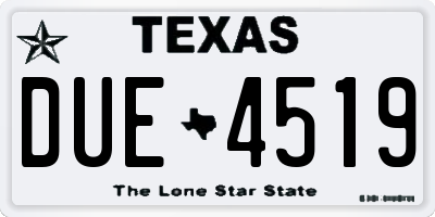 TX license plate DUE4519