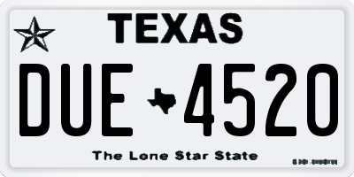 TX license plate DUE4520