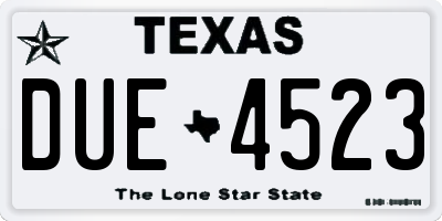 TX license plate DUE4523