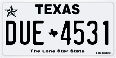 TX license plate DUE4531