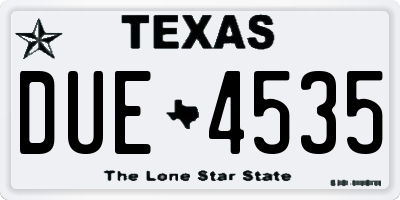 TX license plate DUE4535