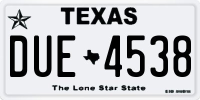 TX license plate DUE4538