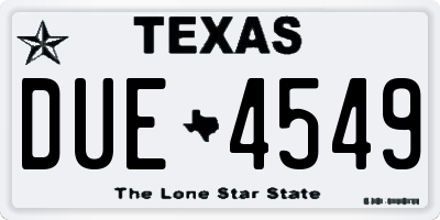 TX license plate DUE4549