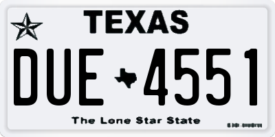 TX license plate DUE4551