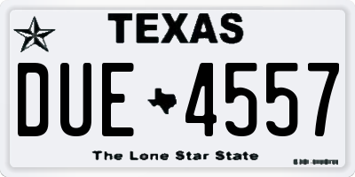TX license plate DUE4557